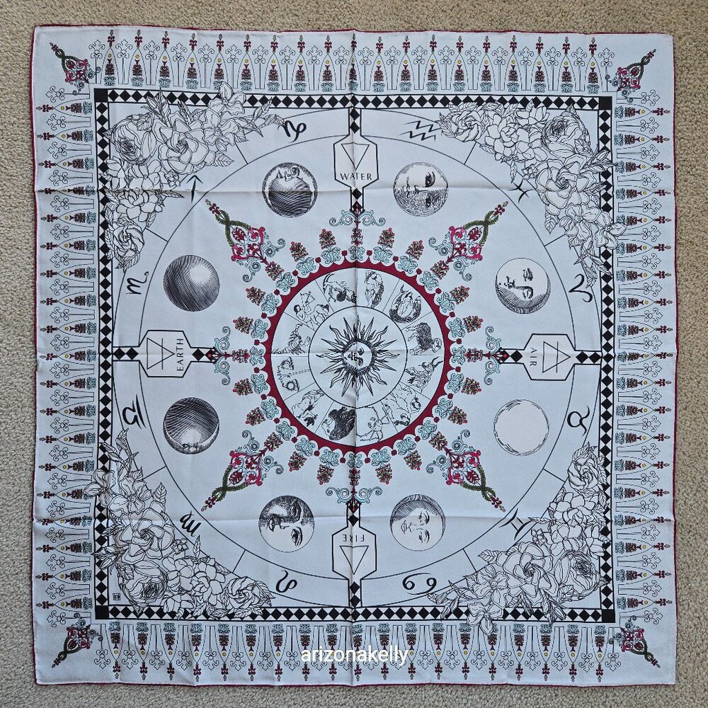 NWOT Celestial Silk Scarf *ONLY 300 MADE* Hand-Rolled Zodiac, Moon, Sun Peti Lau